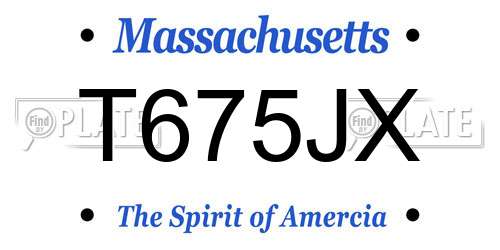 T675JX Massachusetts License Plate