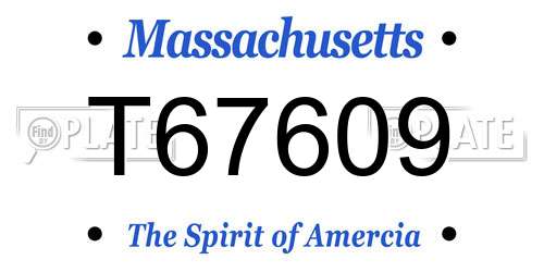 T67609 Massachusetts License Plate
