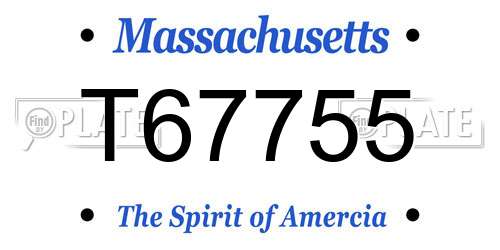 T67755 Massachusetts License Plate