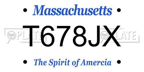 T678JX Massachusetts License Plate