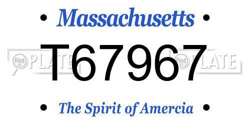 T67967 Massachusetts License Plate