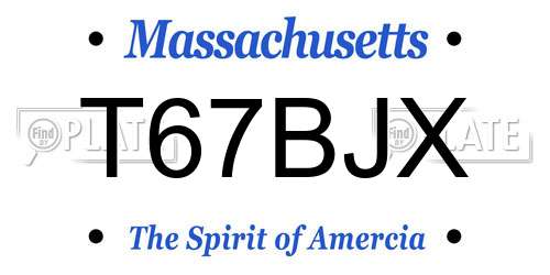 T67BJX Massachusetts License Plate