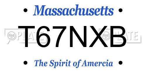 T67NXB Massachusetts License Plate