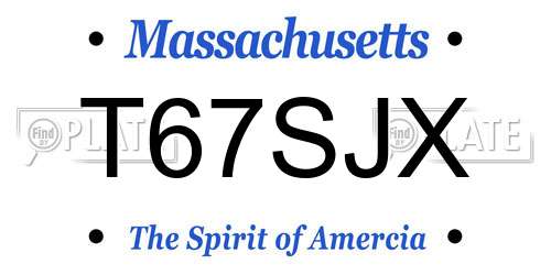 T67SJX Massachusetts License Plate