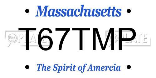 T67TMP Massachusetts License Plate