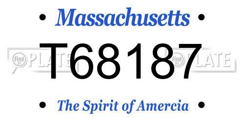 T68187 Massachusetts License Plate