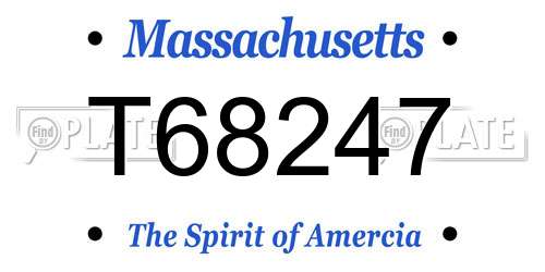 T68247 Massachusetts License Plate