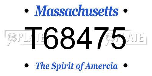 T68475 Massachusetts License Plate