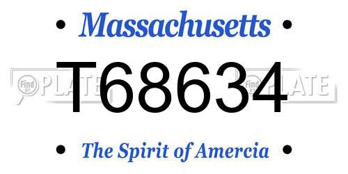 T68634 Massachusetts License Plate