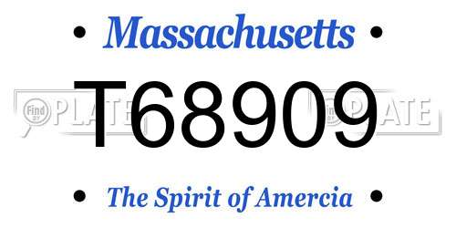T68909 Massachusetts License Plate