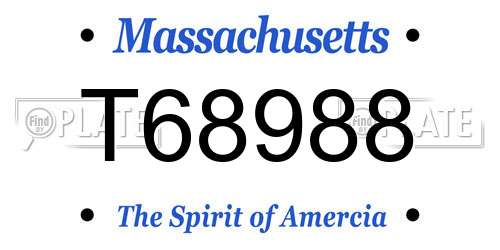 T68988 Massachusetts License Plate