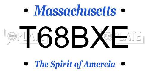 T68BXE Massachusetts License Plate