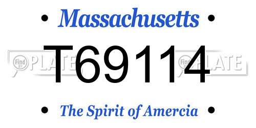 T69114 Massachusetts License Plate