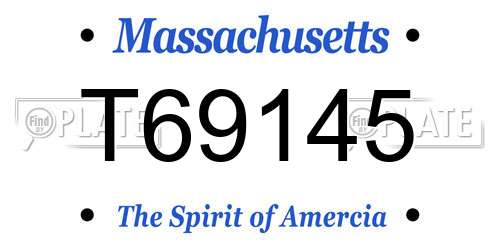T69145 Massachusetts License Plate