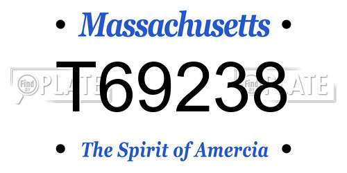 T69238 Massachusetts License Plate
