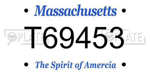 T69453 Massachusetts License Plate