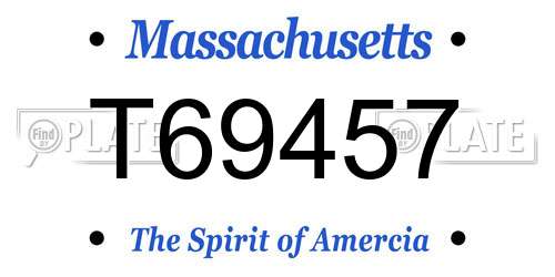 T69457 Massachusetts License Plate