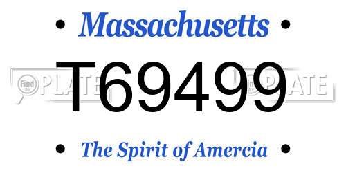 T69499 Massachusetts License Plate