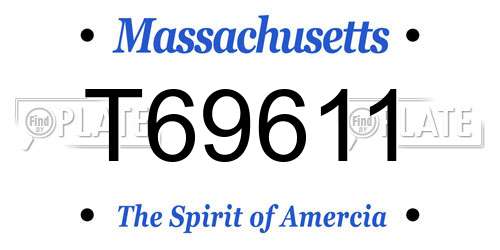 T69611 Massachusetts License Plate