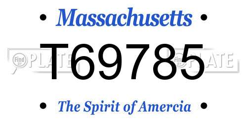 T69785 Massachusetts License Plate