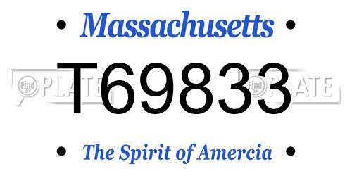 T69833 Massachusetts License Plate