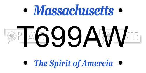 T699AW Massachusetts License Plate