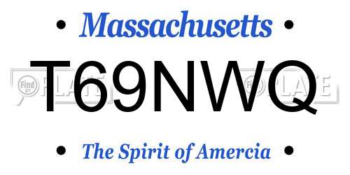 T69NWQ Massachusetts License Plate