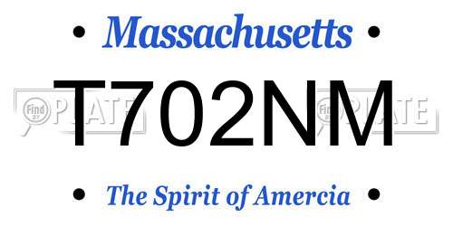 T702NM Massachusetts License Plate