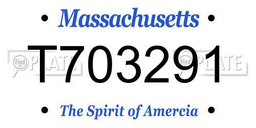 T703291 Massachusetts License Plate