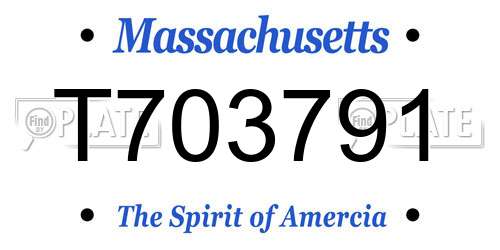 T703791 Massachusetts License Plate