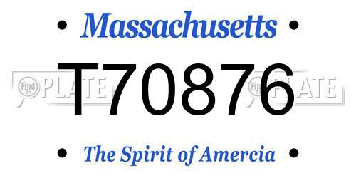 T70876 Massachusetts License Plate