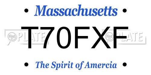 T70FXF Massachusetts License Plate