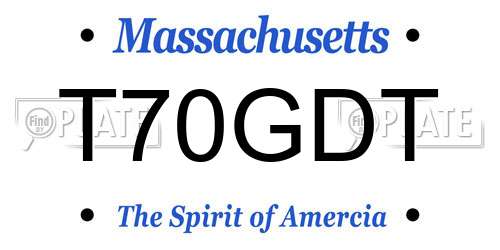 T70GDT Massachusetts License Plate