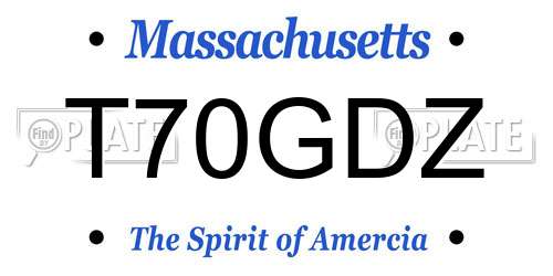 T70GDZ Massachusetts License Plate