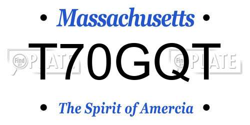 T70GQT Massachusetts License Plate
