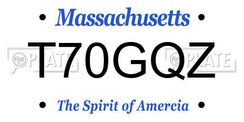 T70GQZ Massachusetts License Plate