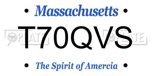 T70QVS Massachusetts License Plate