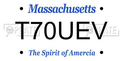 T70UEV Massachusetts License Plate