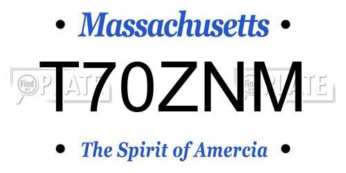 T70ZNM Massachusetts License Plate