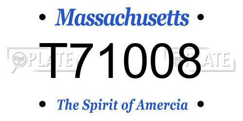 T71008 Massachusetts License Plate