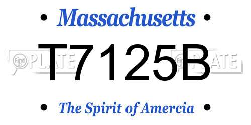 T7125B Massachusetts License Plate
