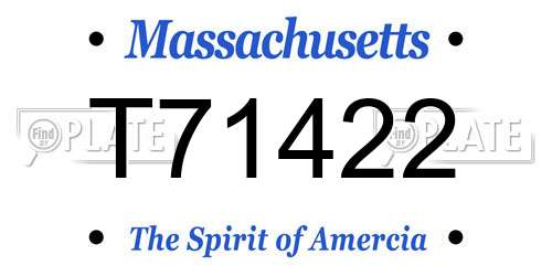 T71422 Massachusetts License Plate