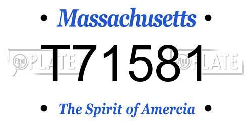 T71581 Massachusetts License Plate