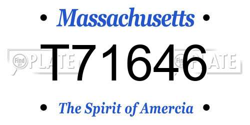 T71646 Massachusetts License Plate