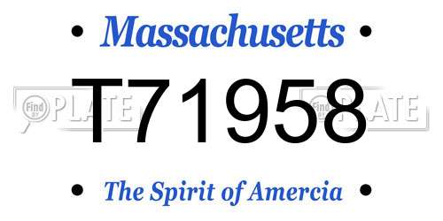 T71958 Massachusetts License Plate