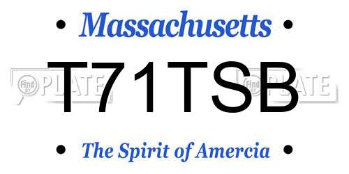 T71TSB Massachusetts License Plate