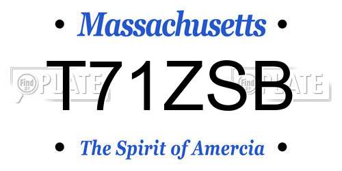 T71ZSB Massachusetts License Plate