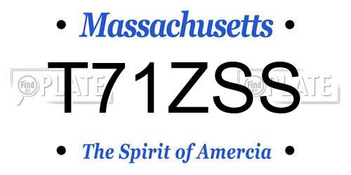 T71ZSS Massachusetts License Plate