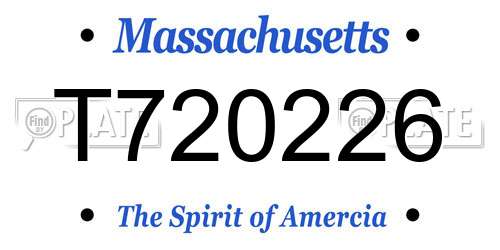 T720226 Massachusetts License Plate