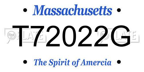 T72022G Massachusetts License Plate
